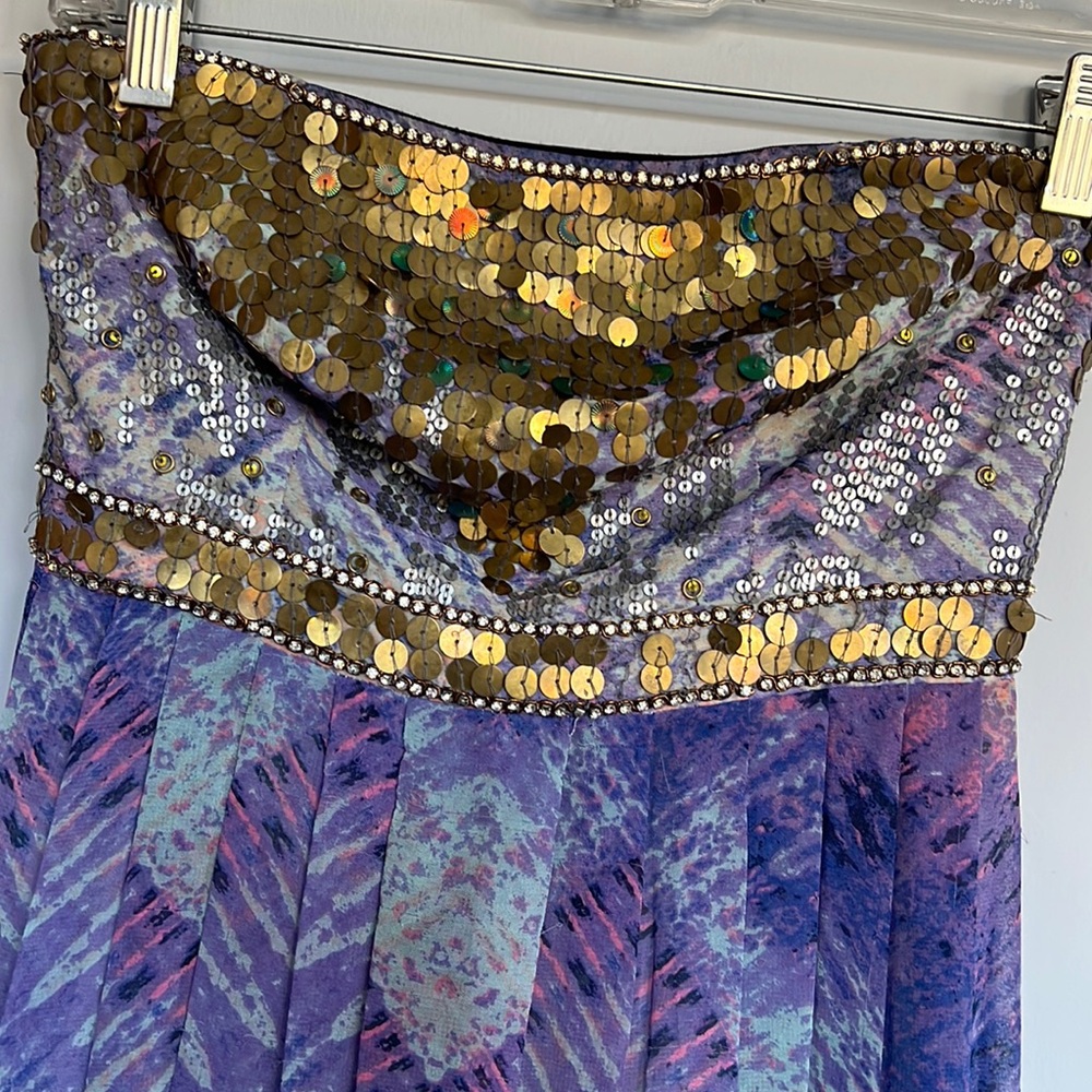 ECOTE Strapless, Hand-beaded, Multi-color Dress